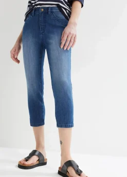 bonprix Bekleidung·Shirts & Tops|Jeans^Capri-Jeans Slim, Mid Waist (2er Pack) blau denim+dunkelblau denim used