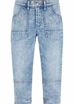 bonprix Bekleidung·Shirts & Tops|Jeans^Capri-Komfort-Stretch-Jeans hellblau used