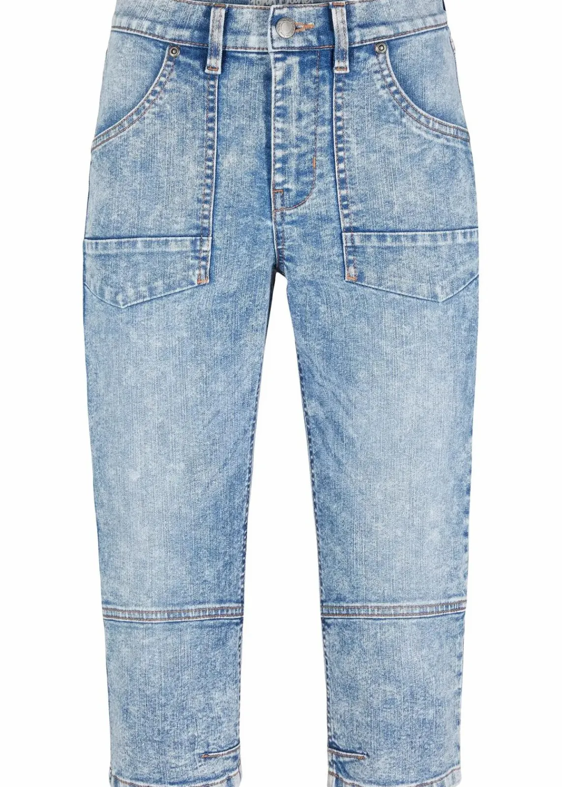bonprix Bekleidung·Shirts & Tops|Jeans^Capri-Komfort-Stretch-Jeans hellblau used