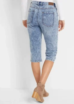 bonprix Bekleidung·Shirts & Tops|Jeans^Capri-Komfort-Stretch-Jeans hellblau used