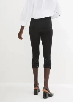 bonprix Hosen^Capri-Leggings aus Baumwoll-mix schwarz/silber