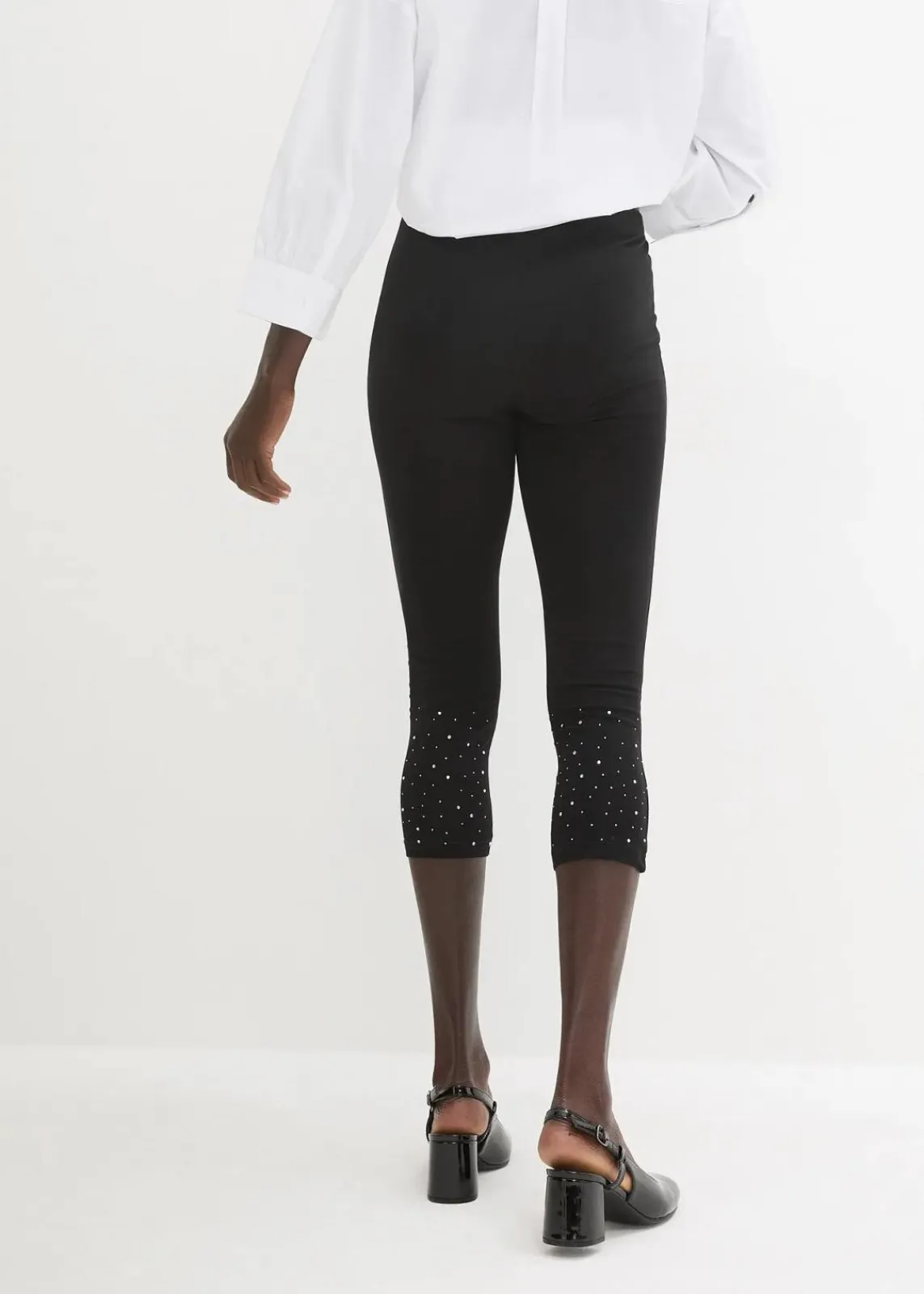 bonprix Hosen^Capri-Leggings aus Baumwoll-mix schwarz/silber
