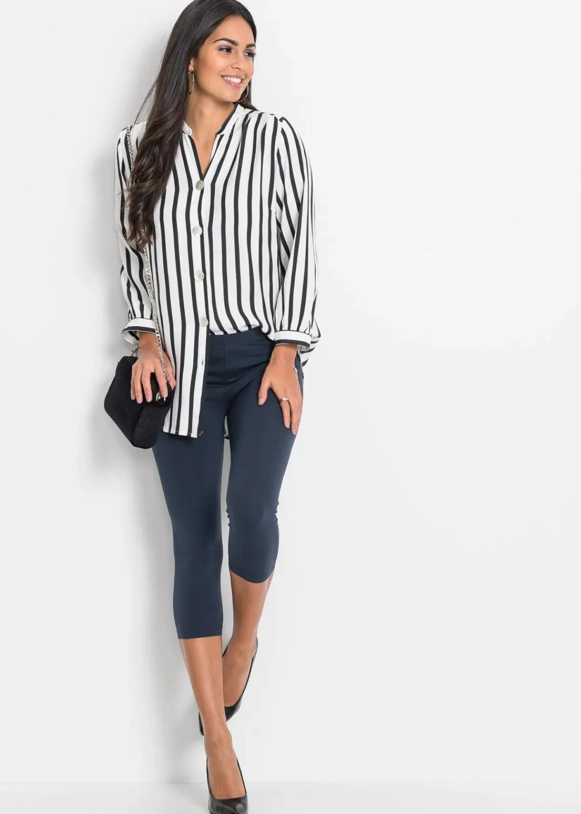 bonprix Hosen|Basics^Capri-Leggings (2er-Pack) dunkelblau+türkis