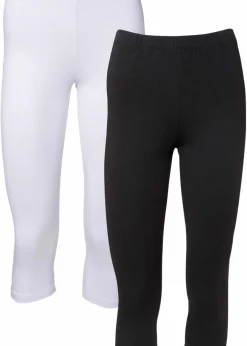 bonprix Hosen|Basics^Capri-Leggings (2er-Pack) weiss+schwarz
