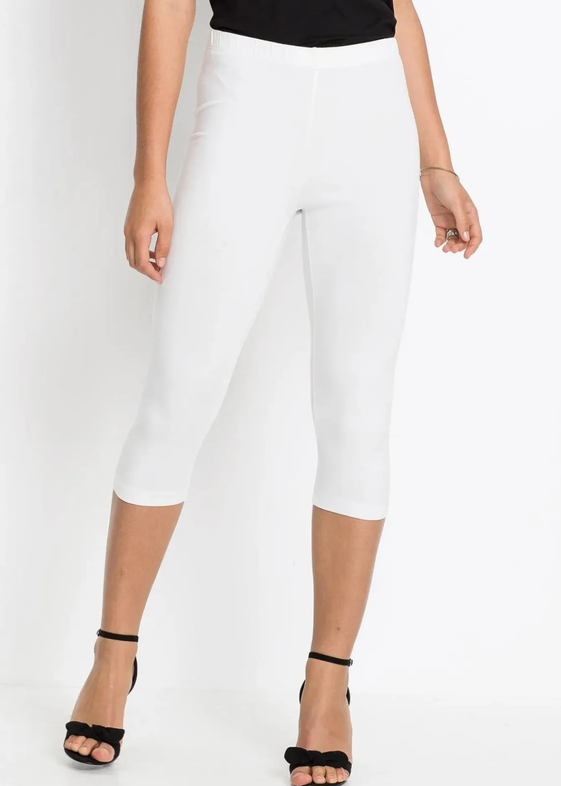 bonprix Hosen|Basics^Capri-Leggings (2er-Pack) weiss+schwarz