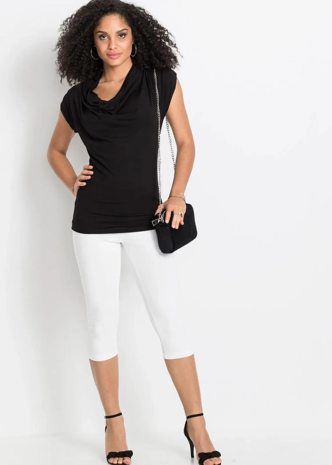 bonprix Hosen|Basics^Capri-Leggings (2er-Pack) weiss+schwarz