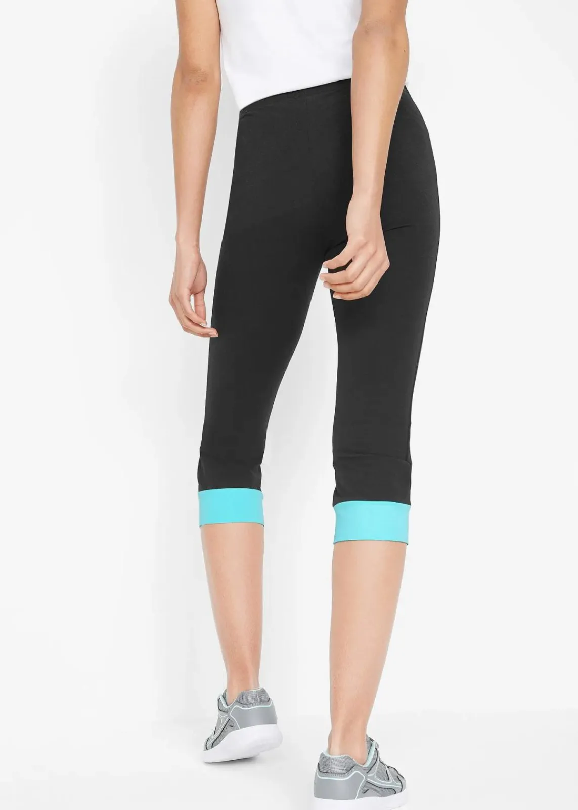 bonprix Hosen|Nachhaltigere Materialien^Capri-Leggings mit Kontrastbündchen schwarz