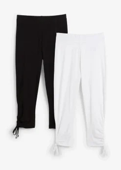 bonprix Hosen|Bekleidung·Kleider^Capri-Leggings mit Raffung (2er Pack) weiß+schwarz