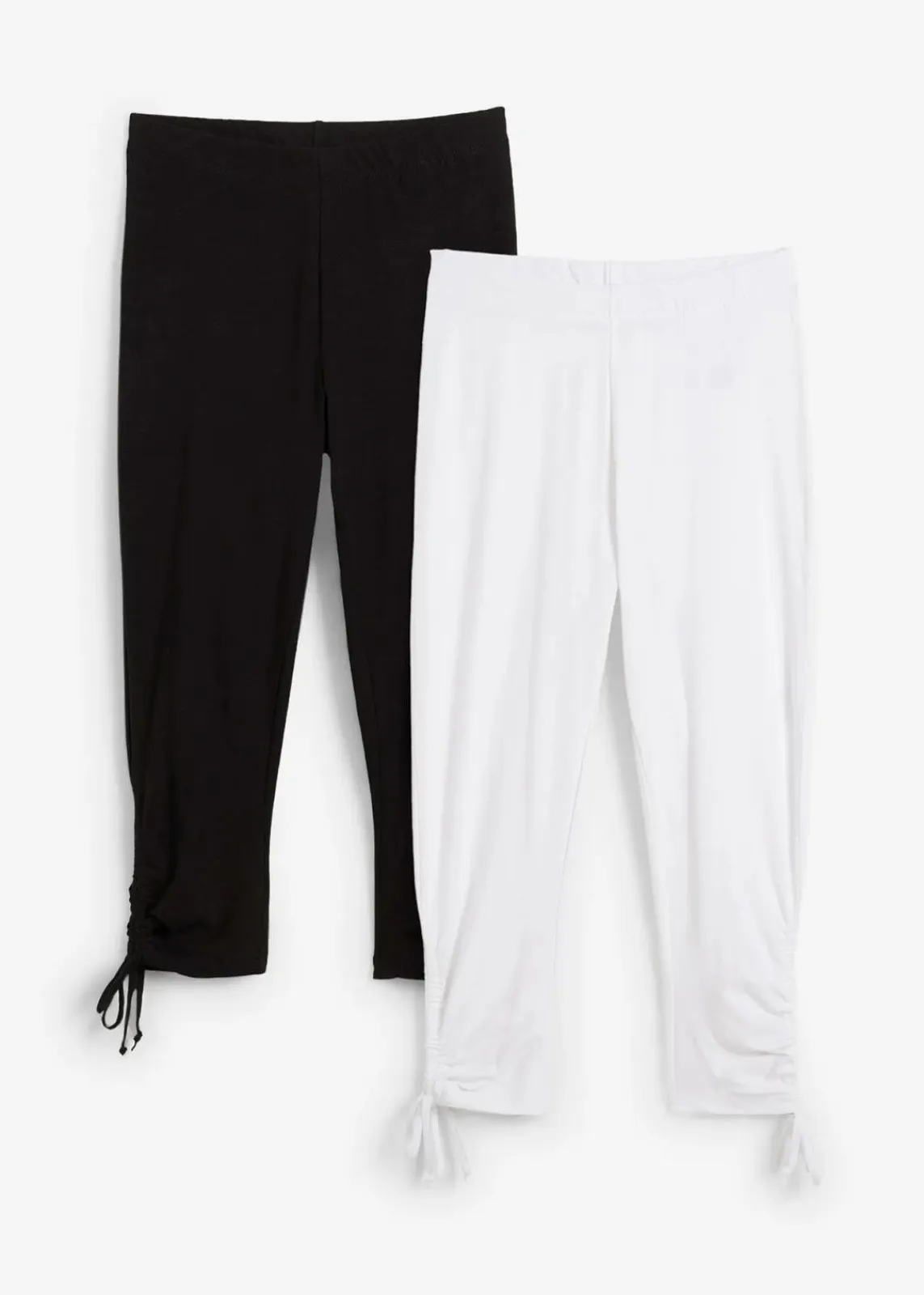 bonprix Hosen|Bekleidung·Kleider^Capri-Leggings mit Raffung (2er Pack) weiß+schwarz