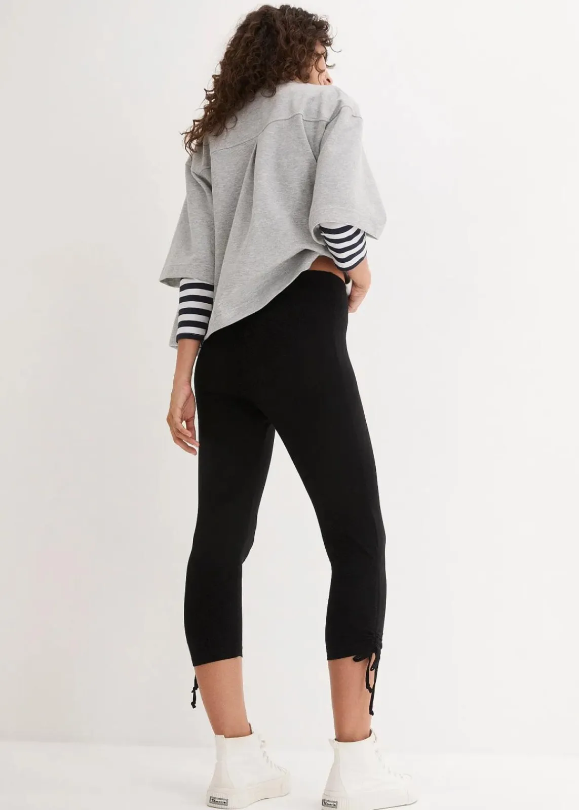 bonprix Hosen|Bekleidung·Kleider^Capri-Leggings mit Raffung (2er Pack) weiß+schwarz
