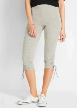 bonprix Hosen|Bekleidung·Kleider^Capri-Leggings mit Raffung (2er Pack) schwarz+hellgrau meliert