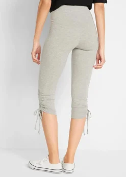 bonprix Hosen|Bekleidung·Kleider^Capri-Leggings mit Raffung (2er Pack) schwarz+hellgrau meliert
