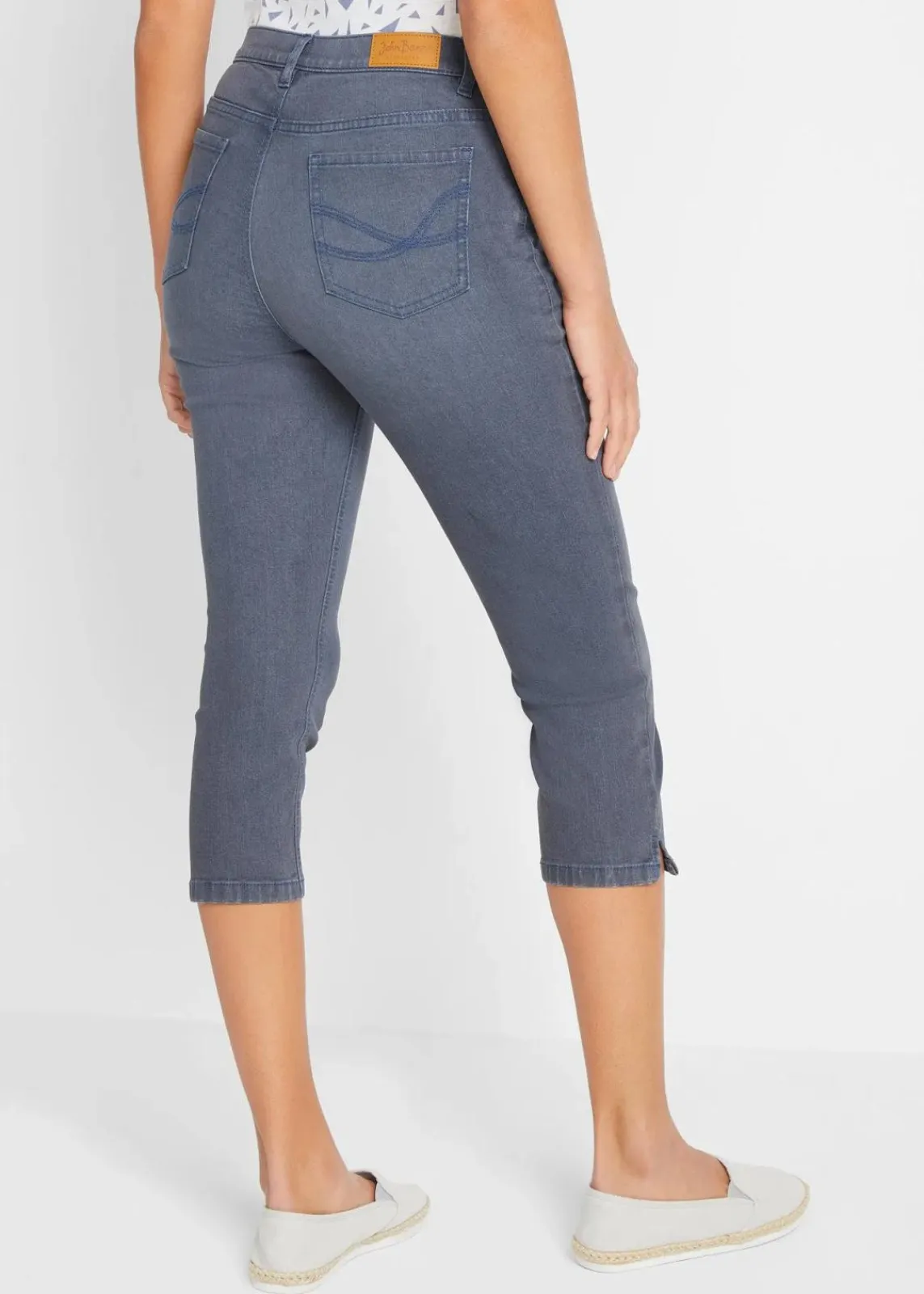 bonprix Bekleidung·Shirts & Tops|Jeans^Capri-Ultra-Soft-Jeans blaugrau used