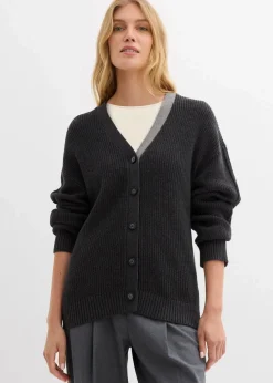 bonprix Bekleidung·Umstandsmode|Bekleidung·Jeans^Cardigan aus reiner Baumwolle anthrazit meliert/grau meliert