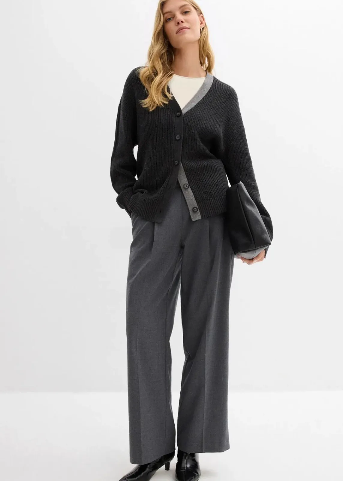 bonprix Bekleidung·Umstandsmode|Bekleidung·Jeans^Cardigan aus reiner Baumwolle anthrazit meliert/grau meliert