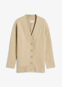 bonprix Bekleidung·Umstandsmode|Bekleidung·Jeans^Cardigan mit Rippstrickmuster mattschilf meliert