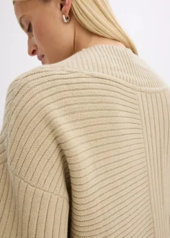 bonprix Bekleidung·Umstandsmode|Bekleidung·Jeans^Cardigan mit Rippstrickmuster mattschilf meliert