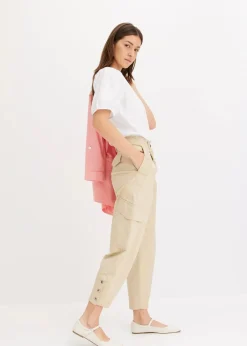 bonprix Bekleidung·Kleider|Hosen^Cargohose aus Baumwolle mit Stretch grünbeige