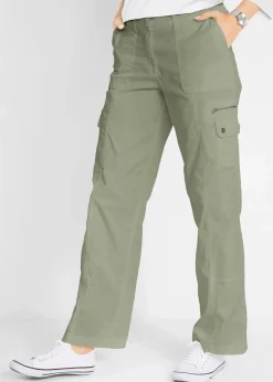 bonprix Hosen|Bekleidung·Kleider^Cargohose aus Baumwolle, Mid Waist oliv