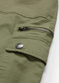 bonprix Hosen|Bekleidung·Kleider^Cargohose aus Baumwolle, Mid Waist oliv
