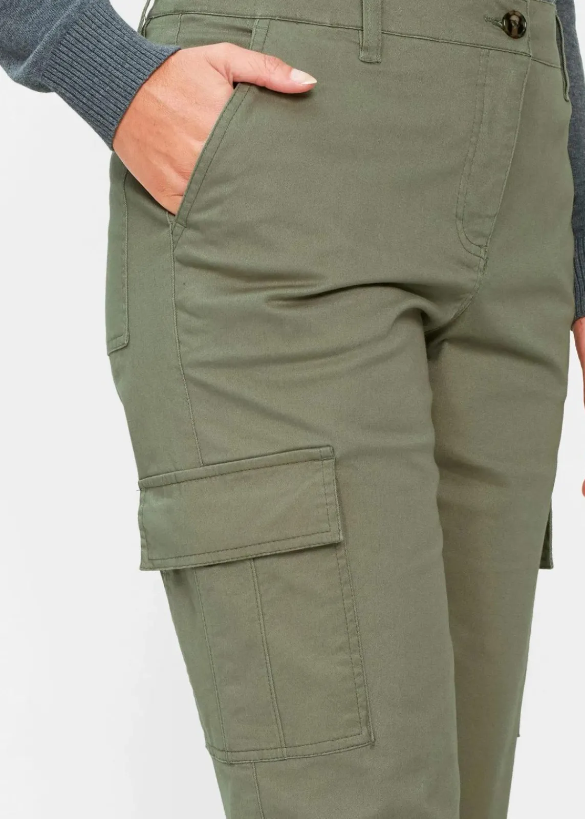 bonprix Hosen|Bekleidung·Kleider^Cargo-Hose aus Baumwolle mit Stretch oliv
