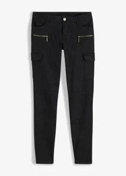bonprix Hosen^Cargohose aus elastischem Baumwoll-Mix schwarz