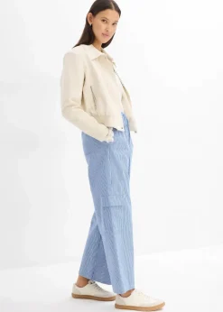 bonprix Hosen^Cargohose mit Bequembund blau/weiß gestreift