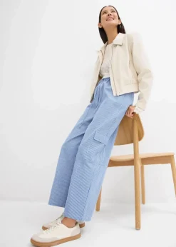 bonprix Hosen^Cargohose mit Bequembund blau/weiß gestreift