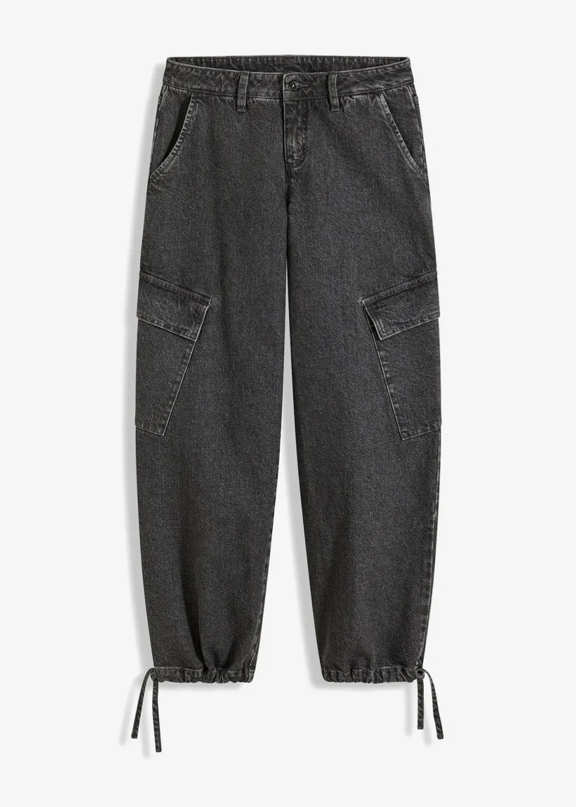 bonprix Jeans^Cargo-Jeans Mid Waist dunkelgrau denim