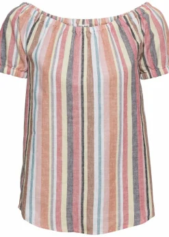 bonprix Bekleidung·Jacken & Mäntel|Blusen & Tuniken^Carmenbluse rot/beige gestreift