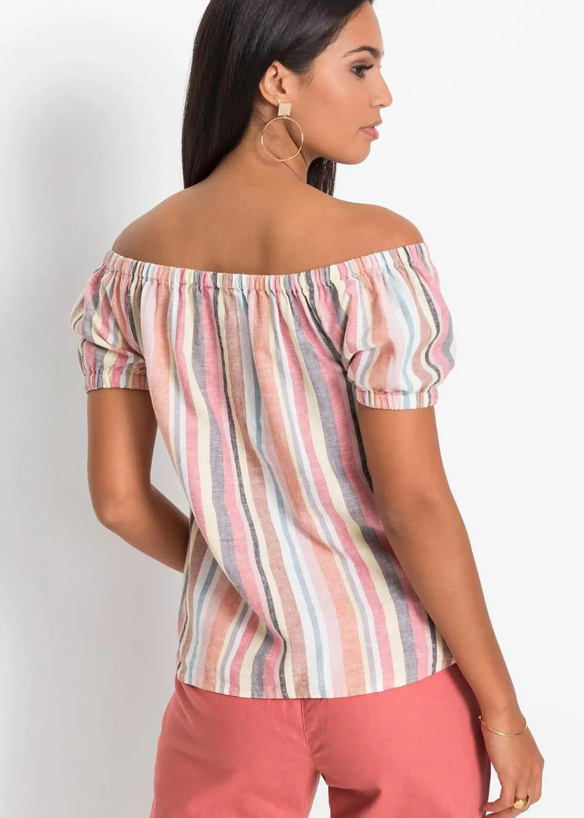 bonprix Bekleidung·Jacken & Mäntel|Blusen & Tuniken^Carmenbluse rot/beige gestreift