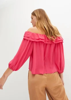 bonprix Bekleidung·Jacken & Mäntel|Blusen & Tuniken^Carmenbluse aus recyceltem Polyester dunkelpink
