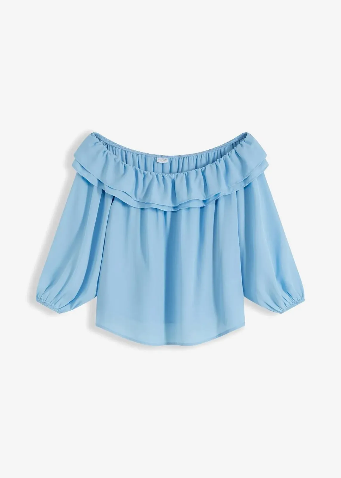 bonprix Nachhaltigere Materialien|Blusen & Tuniken^Carmenbluse aus recyceltem Polyester hellblau
