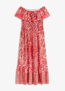 bonprix Bekleidung·Pullover & Strickjacken|Kleider^Carmen-Kleid rot/weiß bedruckt