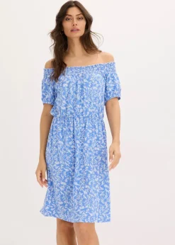 bonprix Bekleidung·Pullover & Strickjacken|Kleider^Carmen-Kleid mittelblau paisley