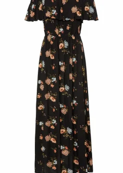 bonprix Kleider|Bekleidung·Pullover & Strickjacken^Carmen-Kleid aus fließender Viskose schwarz geblümt