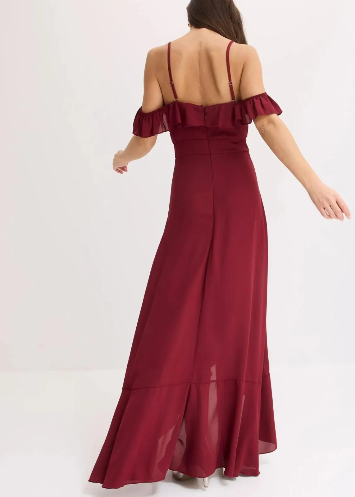 bonprix Festliche Mode|Kleider^Carmen-Kleid mit Volants rubinrot
