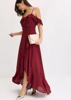 bonprix Festliche Mode|Kleider^Carmen-Kleid mit Volants rubinrot