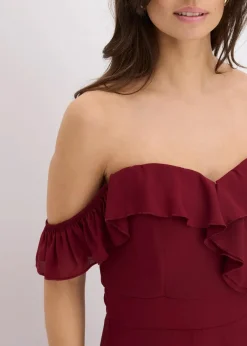 bonprix Festliche Mode|Kleider^Carmen-Kleid mit Volants rubinrot