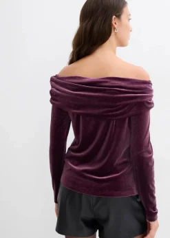 bonprix Shirts & Tops^Carmenshirt aus softem Samt weinrot