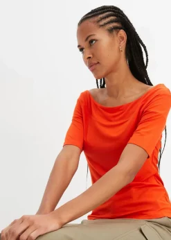 bonprix Nachhaltigere Materialien|Shirts & Tops^Carmenshirt in Viskose-Mix blutorange