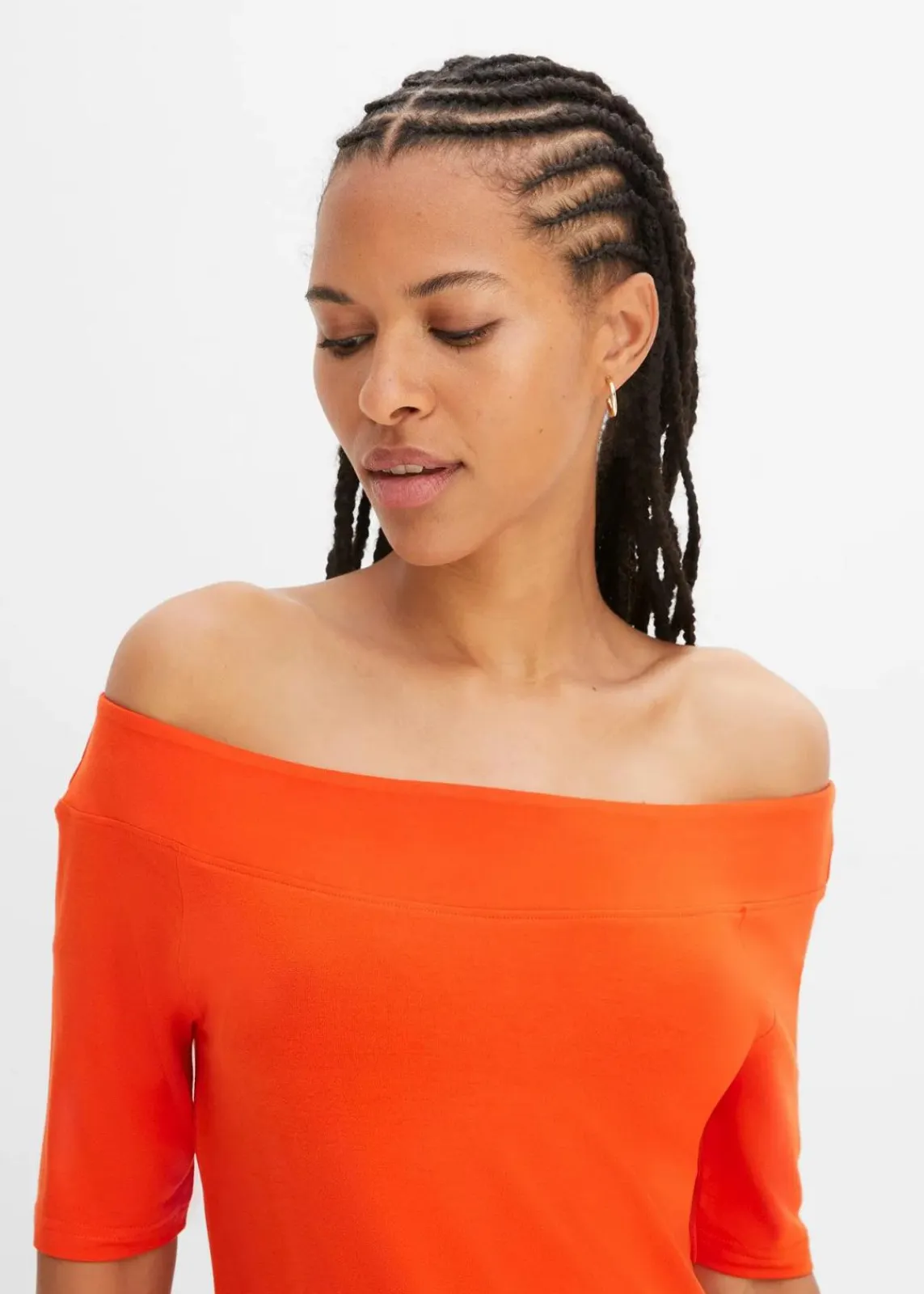 bonprix Nachhaltigere Materialien|Shirts & Tops^Carmenshirt in Viskose-Mix blutorange