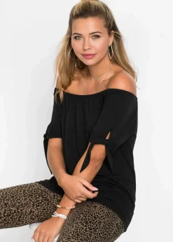 bonprix Shirts & Tops^Carmenshirt mit Bindedetail schwarz
