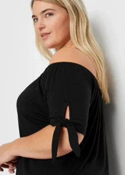 bonprix Shirts & Tops^Carmenshirt mit Bindedetail schwarz