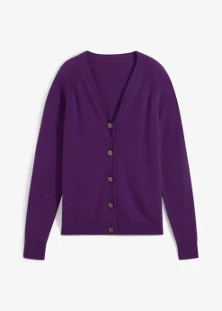 bonprix Pullover & Strickjacken|Strickmode^Cashmerestrickjacke mit Good Cashmere Standard®-Anteil tieflila