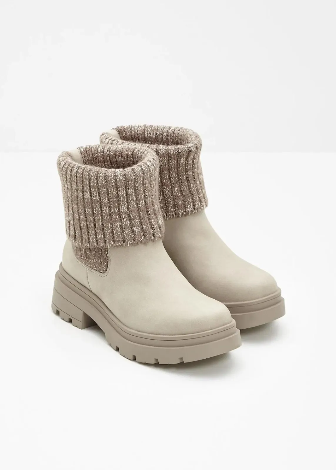 bonprix Gefütterte Winterschuhe|Stiefeletten^Chelsea Boot beige