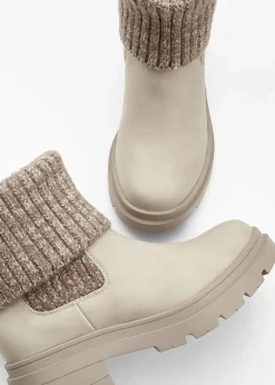bonprix Gefütterte Winterschuhe|Stiefeletten^Chelsea Boot beige