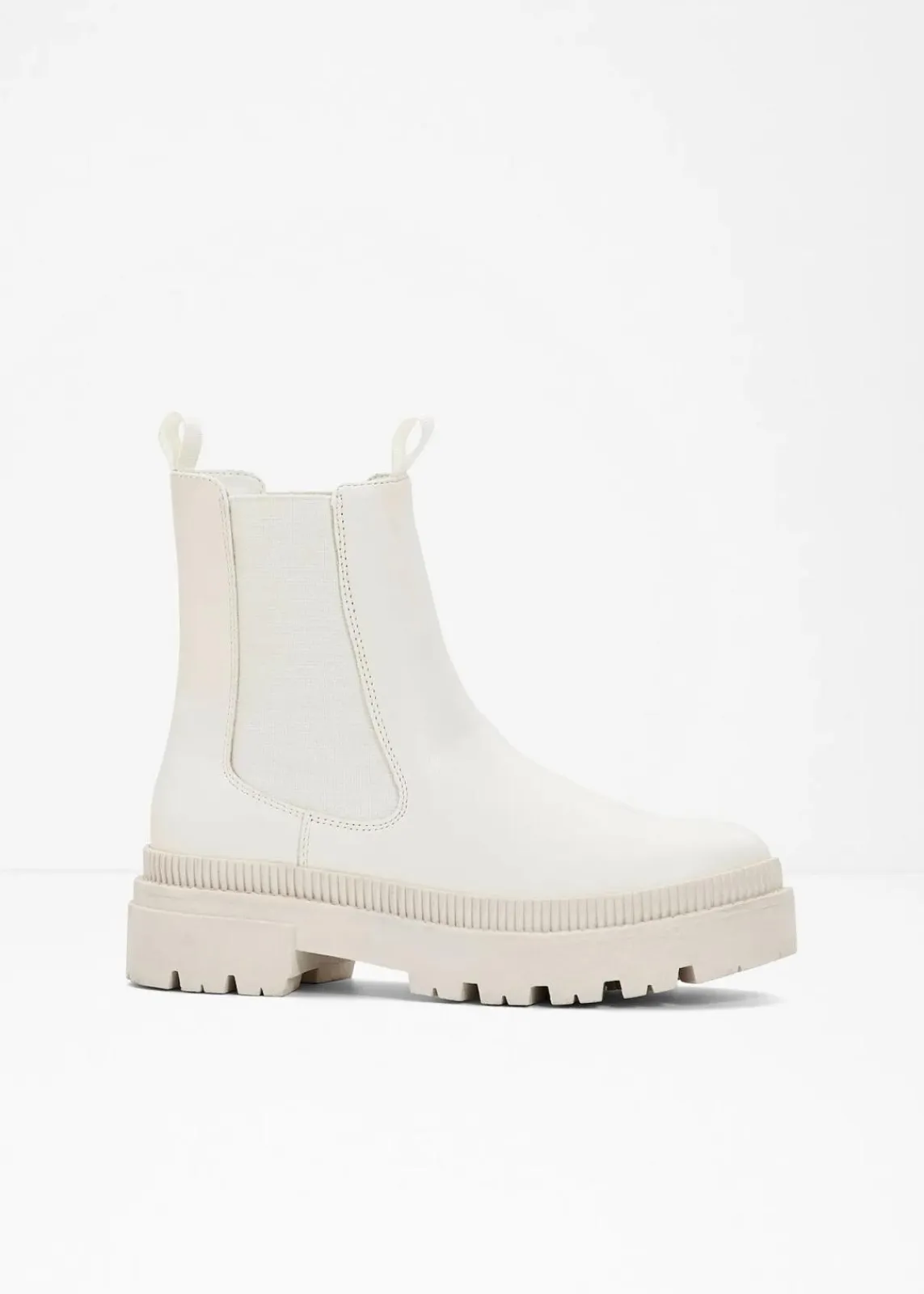 bonprix Schuhe & Accessoires In Spezialgrößen·Schuhe In Übergröße|Schuhe & Accessoires In Spezialgrößen·Elastischer Schaft^Chelsea-Boots mit Profilsohle perlweiß