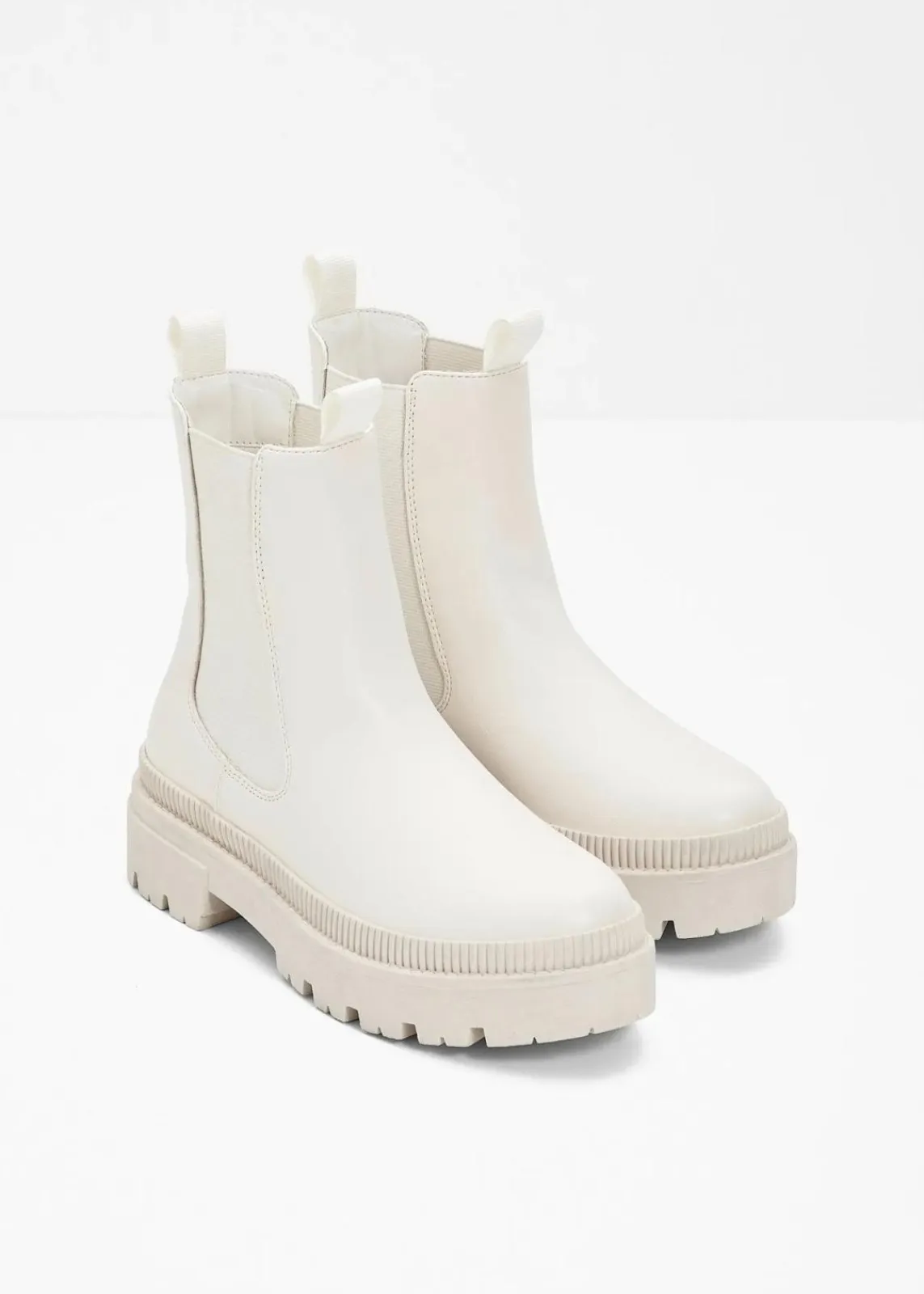 bonprix Schuhe & Accessoires In Spezialgrößen·Schuhe In Übergröße|Schuhe & Accessoires In Spezialgrößen·Elastischer Schaft^Chelsea-Boots mit Profilsohle perlweiß