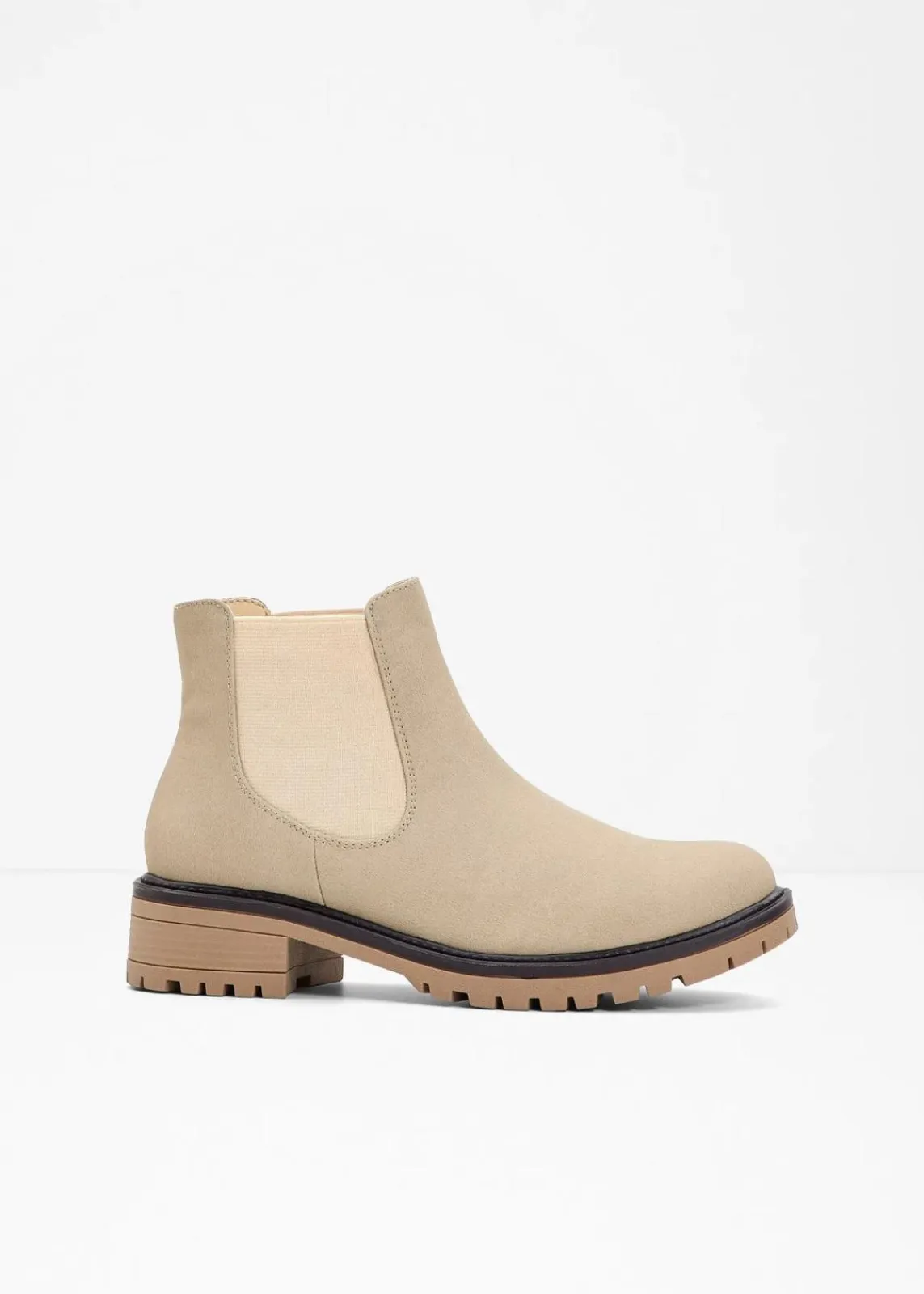 bonprix Schuhe & Accessoires In Spezialgrößen·Schuhe In Übergröße|Schuhe & Accessoires In Spezialgrößen·Elastischer Schaft^Chelsea-Boots mit Profilsohle beige
